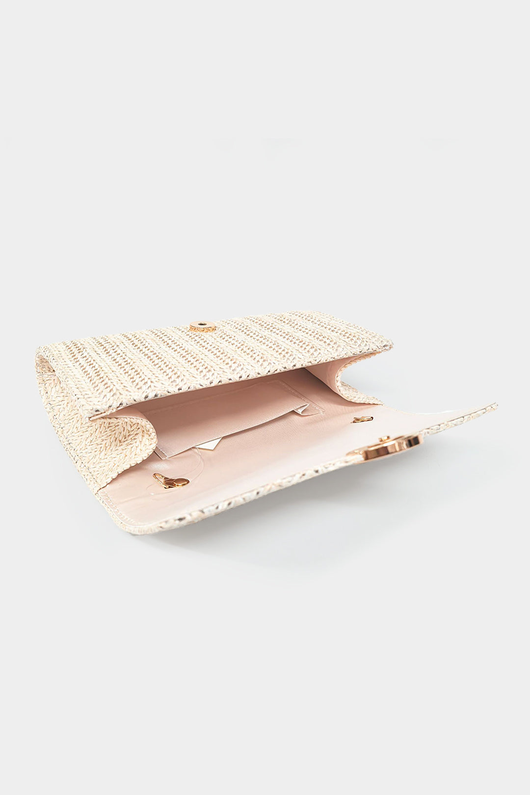 Metallic Decor Woven Clutch Bag