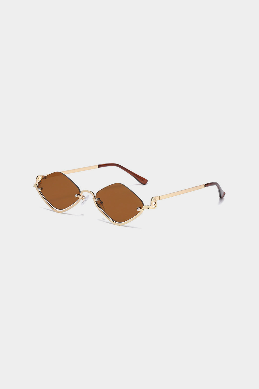 Metal Diamond-Shaped Half-Frame Sunglasses