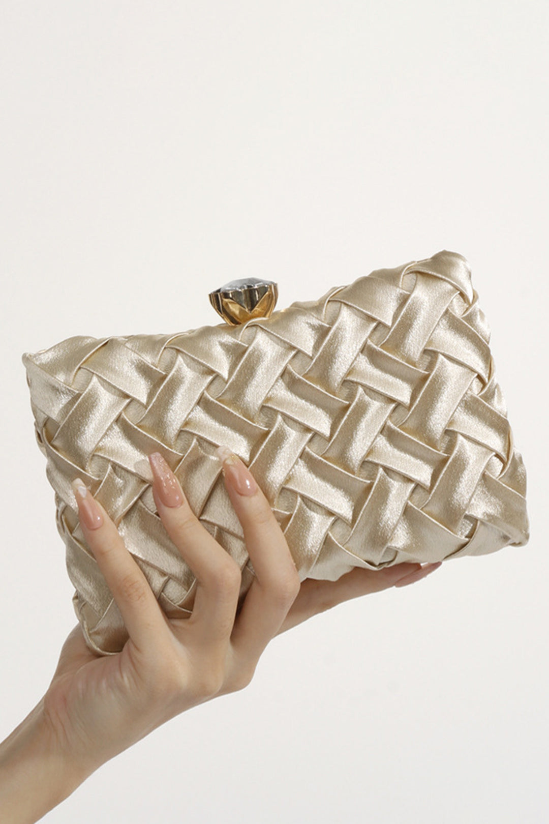 Woven Metallic Chain Cross-Body Bag