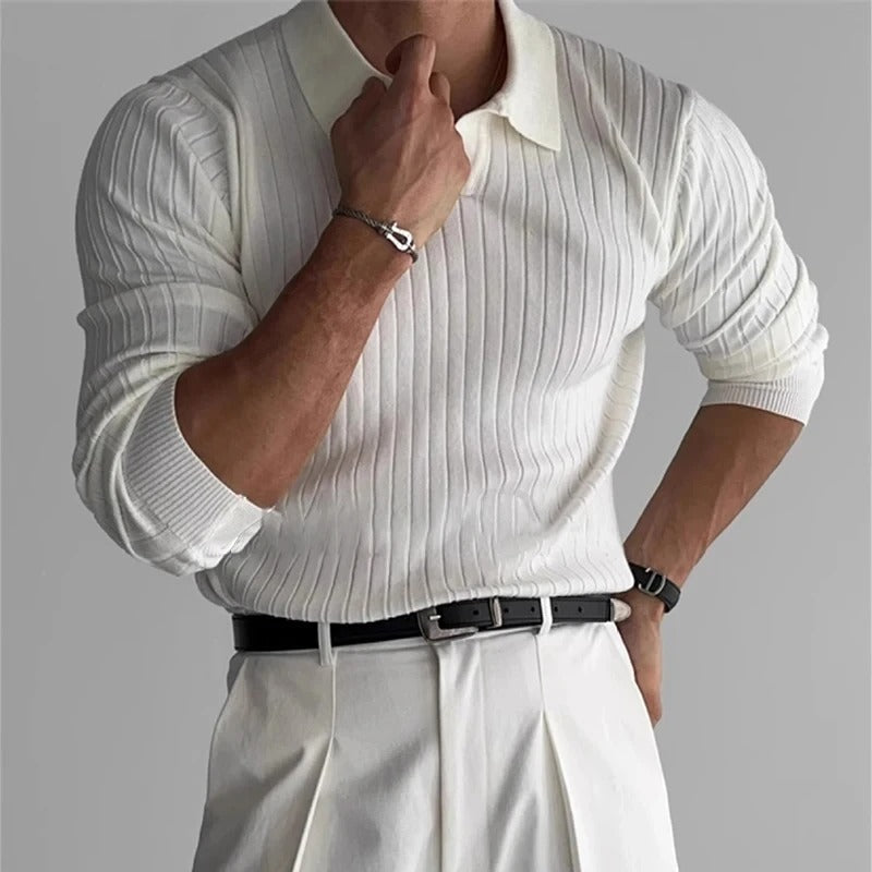 Long Sleeve V Collar Polo